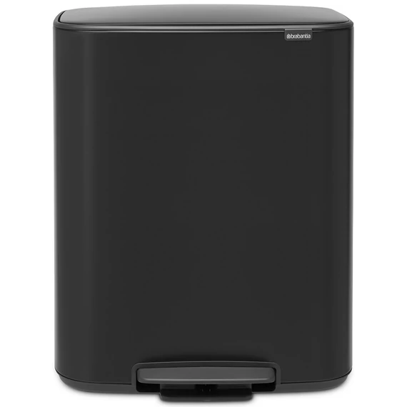 Brabantia Bo Pedal Bin pedálos szelektív hulladékgyűjtő szagmentesen záródó Soft-Close fedél, műanyag tartály, 2x30L - O méret, acél, matt fekete - 211508