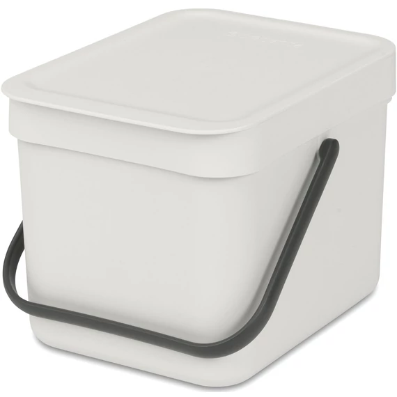 Brabantia Sort - Go konyhai szemetes felnyitható fedéllel, fogantyúval szelektív és komposzt gyűjtéséhez, 6L - S méret, világosszürke - 213267