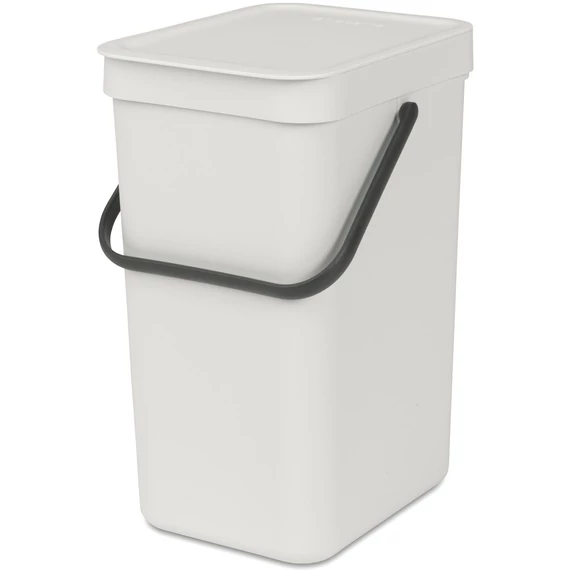Brabantia Sort - Go konyhai szemetes felnyitható fedéllel, fogantyúval szelektív és komposzt gyűjtéséhez, 12L - C méret, világosszürke - 213281