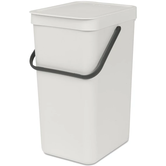 Brabantia Sort - Go konyhai szemetes felnyitható fedéllel, fogantyúval szelektív és komposzt gyűjtéséhez, 16L - D méret, világosszürke - 213465
