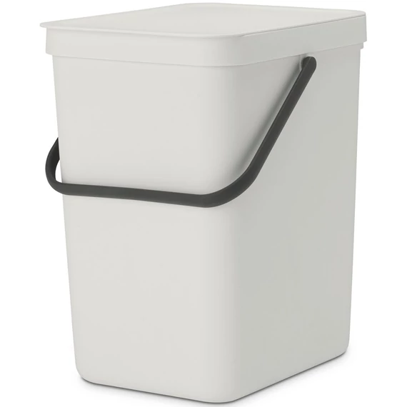 Brabantia Sort - Go konyhai szemetes felnyitható fedéllel, fogantyúval szelektív és komposzt gyűjtéséhez, 25L - J méret, világosszürke - 214400