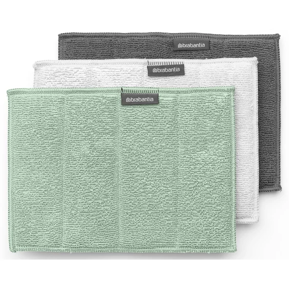 Brabantia SinkSide Microfibre Cleaning Pads mikroszálas tisztítókendő, 3 db-os szett, sötétszürke, világosszürke, jáde zöld, 160x220 mm - 215827