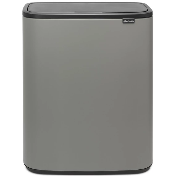 Brabantia Bo Touch Bin nyomófedeles hulladékgyűjtő XXL, padlón álló, műanyag tartály, 2x30L - O méret, acél, betonszürke ásványi textúra - 221460