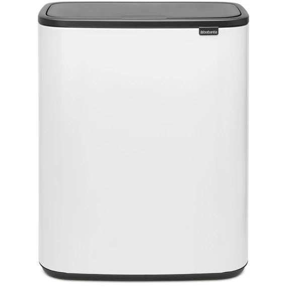 Brabantia Bo Touch Bin nyomófedeles hulladékgyűjtő XXL, padlón álló, műanyag tartály, 60L - M méret, acél, fehér - 223006