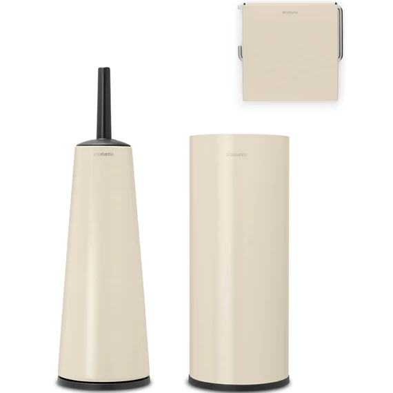 Brabantia ReNew 3db-os WC pipere csomag, WC-kefe, WC-papír és tartalék WC-papír tartó, acél, világos bézs - 223280