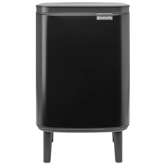 Brabantia Bo Waste Bin Hi hulladékgyűjtő felnyitható, Soft-Close fedéllel, magasított, lábakon álló, műanyag tartály, 7L - B méret, acél, matt fekete - 227141