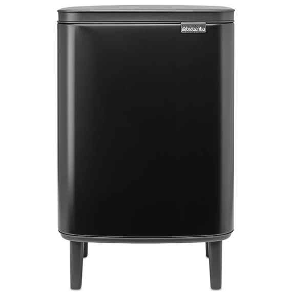 Brabantia Bo Waste Bin Hi hulladékgyűjtő felnyitható, Soft-Close fedéllel, magasított, lábakon álló, műanyag tartály, 12L - C méret, acél, matt fekete - 227226