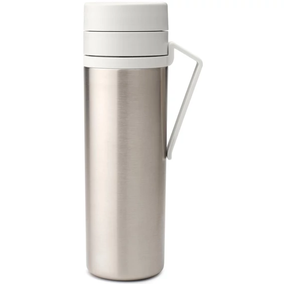 Brabantia Make-Take Insulated Flask duplafalú termosz 500 ml, hideg és meleg italok számára, szivárgásmentes, fogantyúval, r.m. acél, világosszürke - 228667