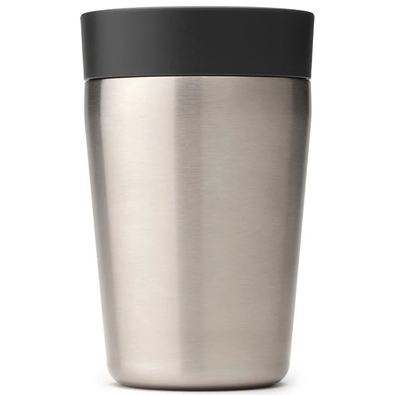 Brabantia Make-Take Insulated Flask duplafalú termoszbögre 200 ml, hideg és meleg italok számára, szivárgásmentes, snap lid fedél, r.m. acél, sötétszürke - 228728