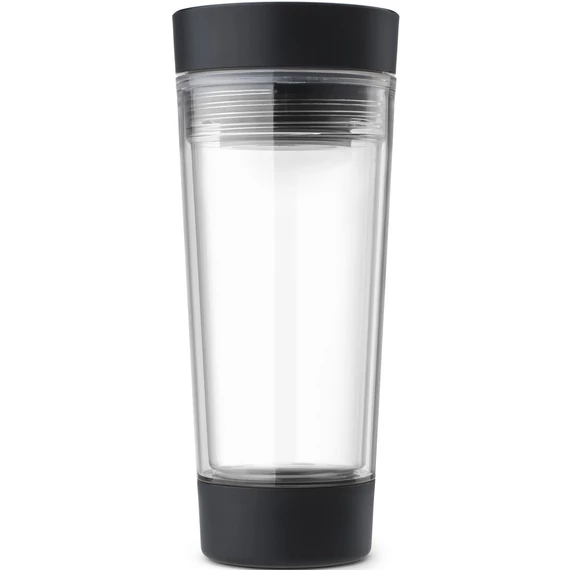 Brabantia Make - Take Travel Tea Cup duplafalú termoszbögre 360ml, szivárgásmentes, snap lid fedél, beépített teafilter tartó, sötétszürke - 228766
