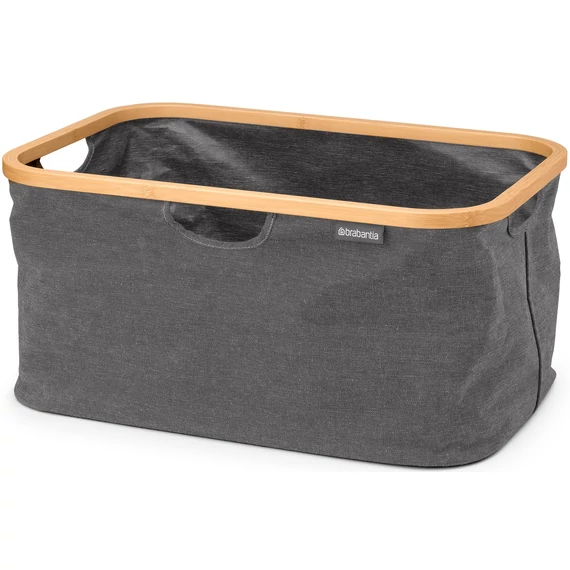 Brabantia Foldable Laundry Basket összehajtható szennyestartó kosár, bambusz peremmel, 40L kapacitás, borsfekete - 232725