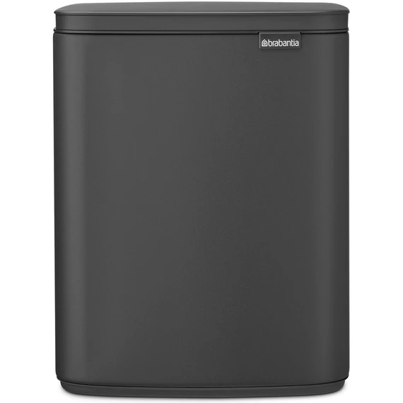 Brabantia Bo Waste Bin hulladékgyűjtő felnyitható, Soft-Close fedéllel, műanyag tartály, 12L - C méret, acél, határtalan szürke ásványi textúra - 233746