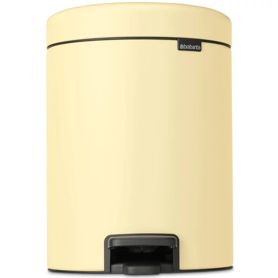 Brabantia NewIcon pedálos hulladékgyűjtő szagmentesen záródó Soft-Close fedél, műanyag tartály, 5L - W méret, acél, kellemes sárga - 233784