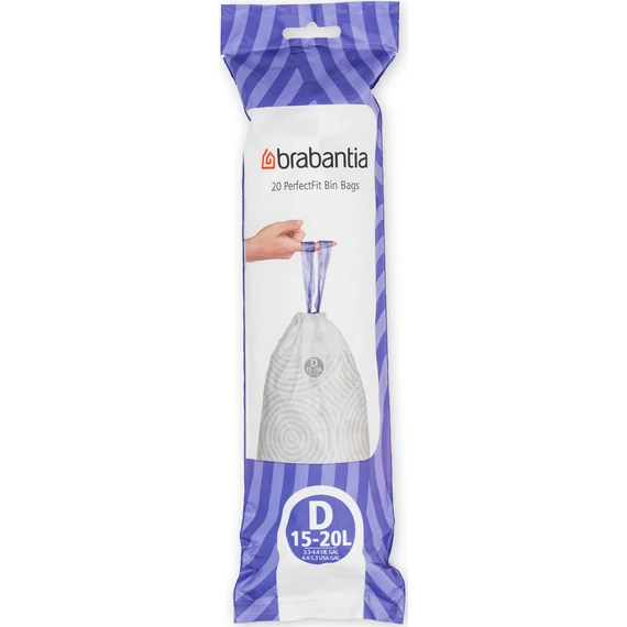 Brabantia PerfectFit szemeteszsák, D méret, 15-20L, 20 zsák/tekercs