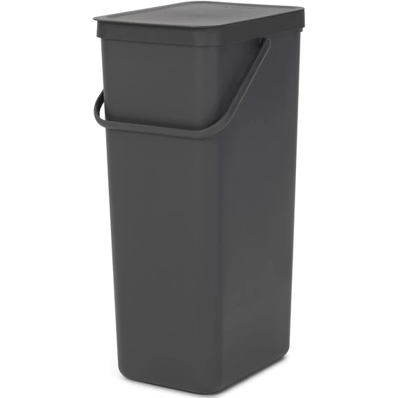 Brabantia Sort - Go konyhai szemetes felnyitható fedéllel, fogantyúval szelektív és komposzt gyűjtéséhez, 40L - L méret, sötétszürke - 251047