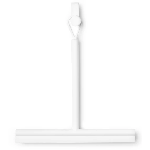 Brabantia ReNew Shower Squeegee 240mm vízlehúzó zuhanyzóba függeszthető akasztóval, 1. oldal vízlehúzó, 2. oldal kefés fej, csúszásmentes, szilikon, fehér - 280184