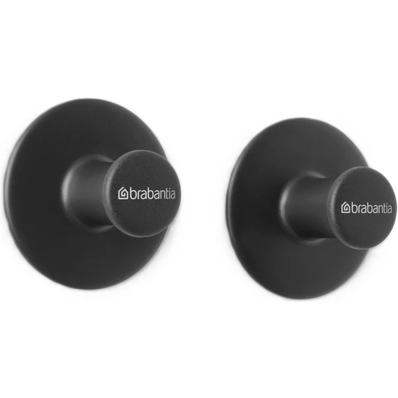 Brabantia ReNew egyágú törölköző akasztó, L=48mm, 2db-os szett, műanyag, sötétszürke - 280320