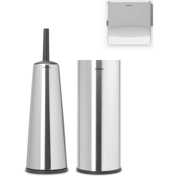 Brabantia ReNew 3db-os WC pipere csomag, WC-kefe, WC-papír és tartalék WC-papír tartó, r.m. acél, selyem - 280665