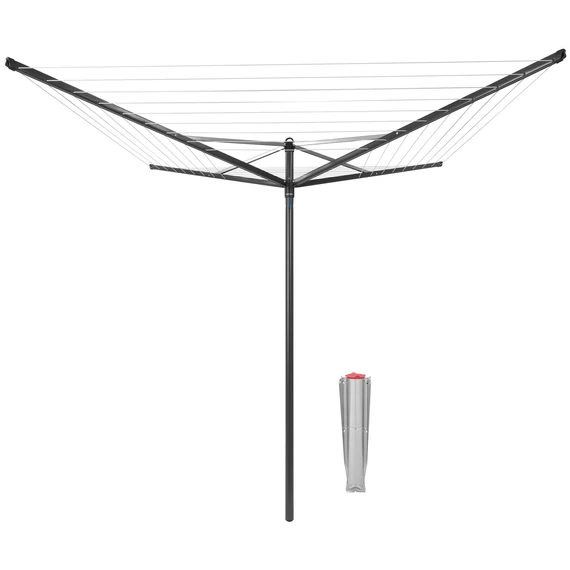 Brabantia Rotary Topspinner kerti ruhaszárító 50m, UV-álló, forgatható, D=45mm, rögzítése földbe szúrható fém konzollal, antracit - 290343