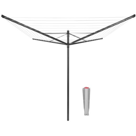 Brabantia Rotary Dryer Lift-O-Matic kerti ruhaszárító 50m, UV-álló, forgatható, D=45mm, állítható magasság, rögzítése földbe szúrható fém konzollal, antracit - 290428