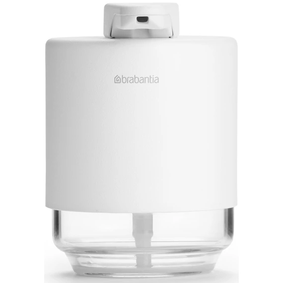Brabantia MindSet folyékonyszappan-adagoló csepegésbiztos pumpával, 200ml üveg tartály, acél burkolat, szikrázó fehér ásványi textúra - 303227