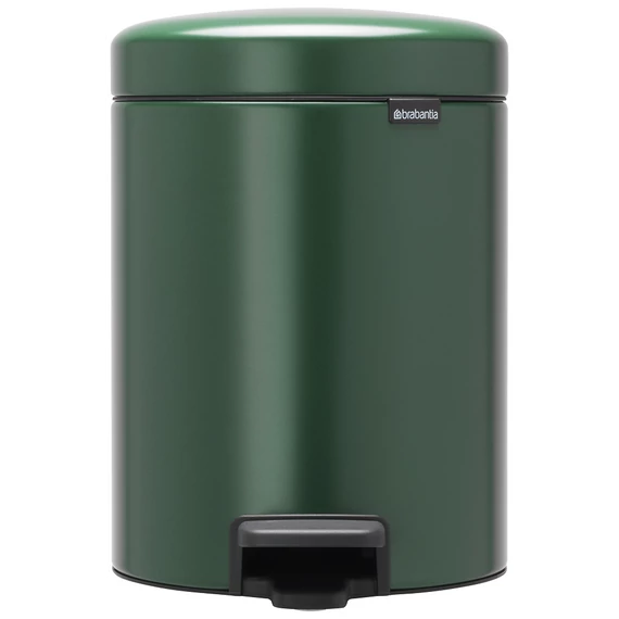 Brabantia NewIcon pedálos hulladékgyűjtő szagmentesen záródó Soft-Close fedél, műanyag tartály, 5L - W méret, acél, fenyőzöld - 304026