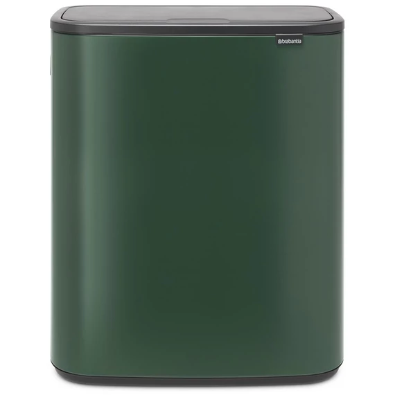 Brabantia Bo Touch Bin nyomófedeles hulladékgyűjtő XXL, padlón álló, műanyag tartály, 2x30L - O méret, acél, fenyőzöld - 304224