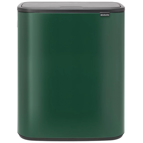 Brabantia Bo Touch Bin nyomófedeles hulladékgyűjtő XXL, padlón álló, műanyag tartály, 60L - M méret, acél, fenyőzöld - 304248
