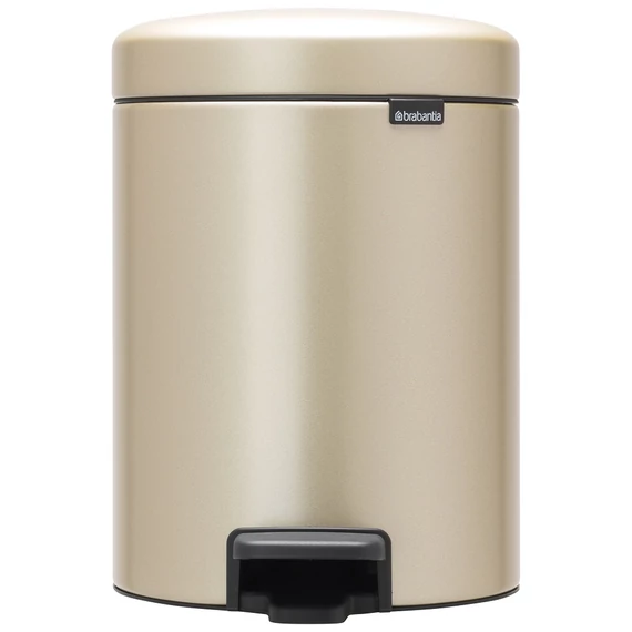 Brabantia NewIcon pedálos hulladékgyűjtő szagmentesen záródó Soft-Close fedél, műanyag tartály, 5L - W méret, acél, aranyfényű - 304422