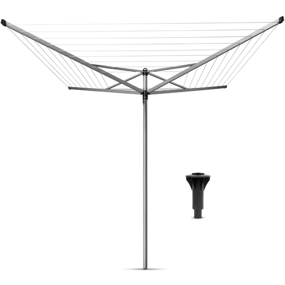 Brabantia Rotary Topspinner kerti ruhaszárító állvány 40m, UV-álló, forgatható, D=45mm, betonalapba rögzítendő konzollal, metál szürke - 310768