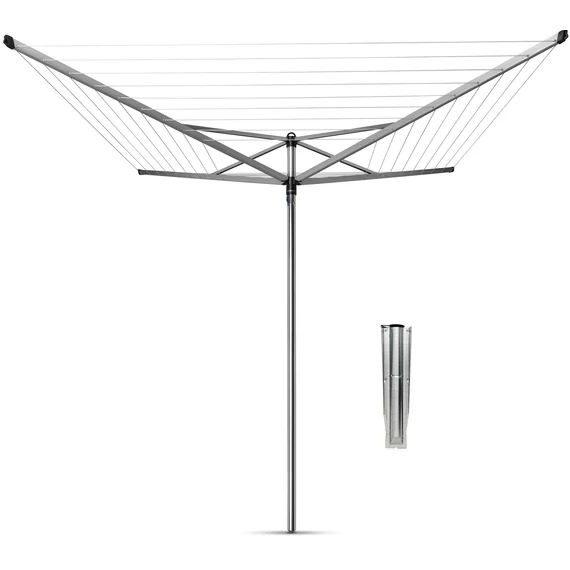 Brabantia Rotary Topspinner kerti ruhaszárító 50m, UV-álló, forgatható, D=45mm, rögzítése földbe szúrható fém konzollal, metál szürke - 310805