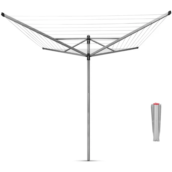 Brabantia Rotary Dryer Lift-O-Matic kerti ruhaszárító 40m, UV-álló, forgatható, D=45mm, állítható magasság, rögzítése földbe szúrható fém konzollal, metál szürke - 310928