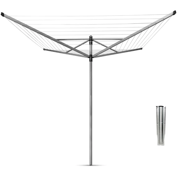 Brabantia Rotary Dryer Lift-O-Matic kerti ruhaszárító 60m, forgatható, D=45mm, állítható magasság, rögzítése földbe szúrható fém konzollal, metál szürke - 311000