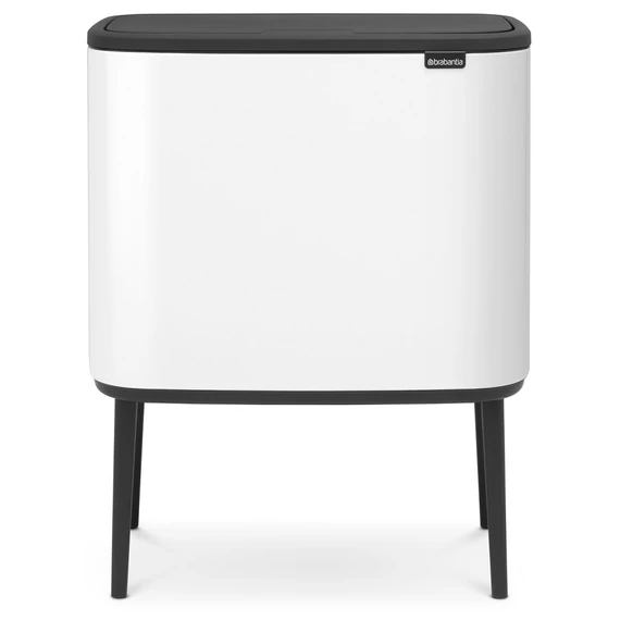 Brabantia Bo Touch Bin nyomófedeles szelektív hulladékgyűjtő, magasított, lábakon álló, műanyag tartály, 11+23L - X+J méret, acél, fehér - 313547