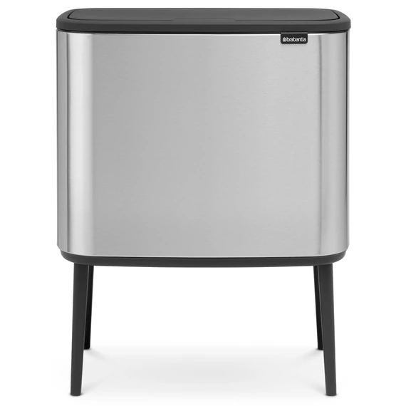 Brabantia Bo Touch Bin nyomófedeles hulladékgyűjtő, magasított, lábakon álló, műanyag tartály, 36L - R méret, r.m. acél, selyem ujjlenyomatmentes - 315848