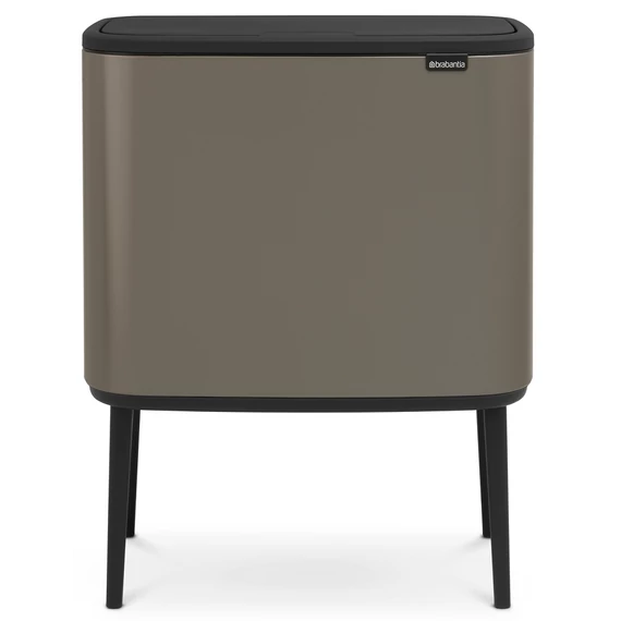 Brabantia Bo Touch Bin nyomófedeles szelektív hulladékgyűjtő, magasított, lábakon álló, műanyag tartály, 3x11L - X méret, acél, platinaszürke - 316043