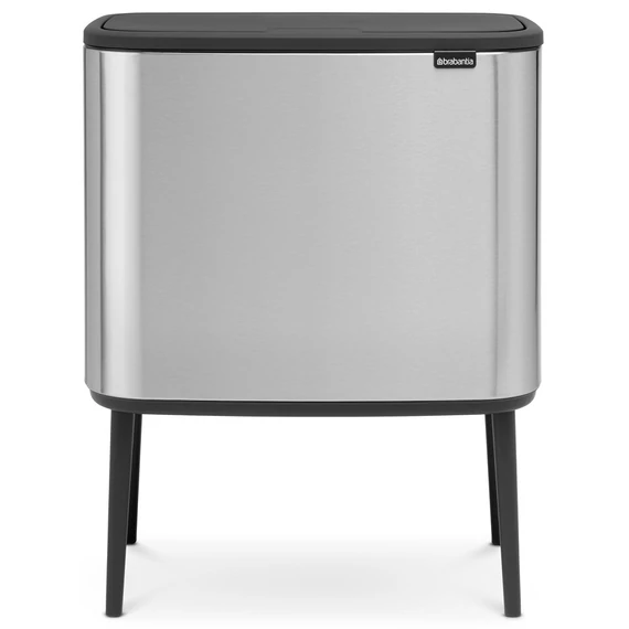 Brabantia Bo Touch Bin nyomófedeles szelektív hulladékgyűjtő, magasított, lábakon álló, műanyag tartály, 3x11L - X méret, r.m. acél, selyem ujjlenyomatmentes - 316081