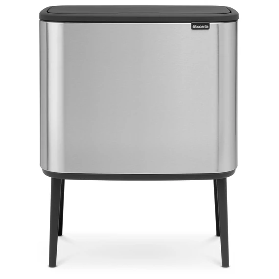 Brabantia Bo Touch Bin nyomófedeles szelektív hulladékgyűjtő, magasított, lábakon álló, műanyag tartály, 11+23L - X+J méret, r.m. acél, selyem ujjlenyomatmentes - 316227