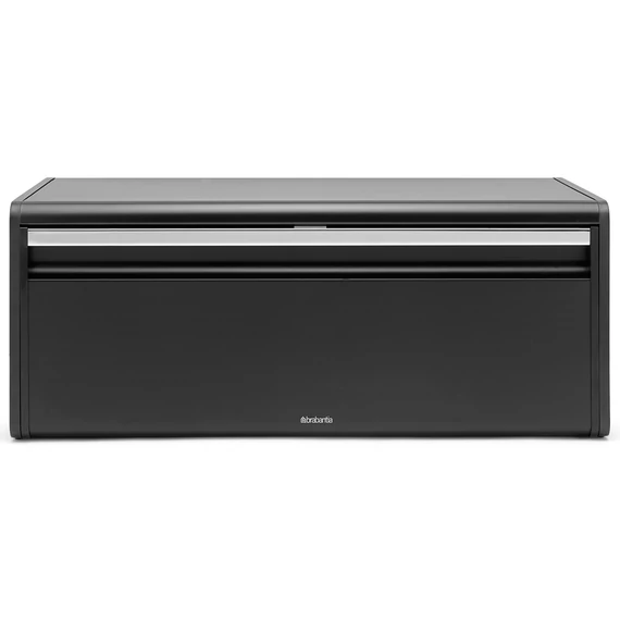 Brabantia Fall Front kenyértartó lehajtható ajtóval, mágneses zárral, sík tetővel, szögletes, 465mm széles, acél, matt fekete - 333484