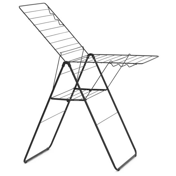 Brabantia HangOn Drying Rack ruhaszárító állvány, 20m szárítási hossz, 6db ruhaakasztó kampó, 12kg teherbírás, összecsukható, acél, matt fekete - 403408