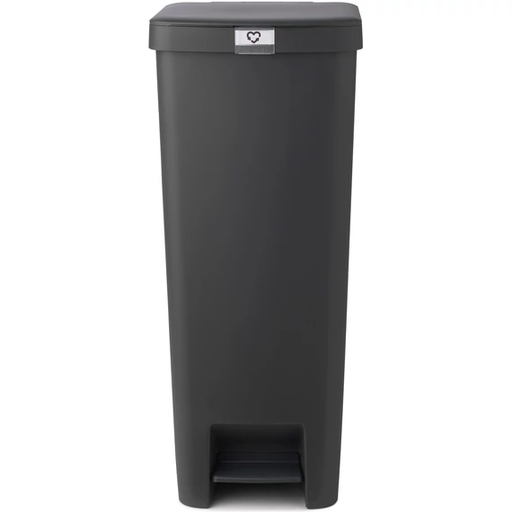 Brabantia StepUp pedálos kuka hulladéktípus jelölő ablakkal, lecsapódásgátló fedél, 40L - L méret, 91% újrahasznosított műanyag, sötét szürke - 800023
