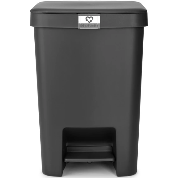 Brabantia StepUp pedálos kuka hulladéktípus jelölő ablakkal, lecsapódásgátló fedél, 25L - J méret, 91% újrahasznosított műanyag, sötétszürke - 800269