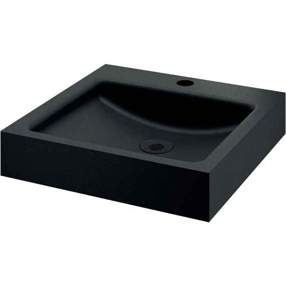 DELABIE UNITO pultra ültetett kézmosókagyló 35mm-es középső csapfurattal, 395x400mm, 1,2mm r.m. acél matt fekete Teflon bevonat