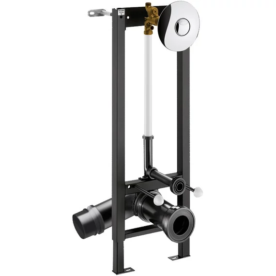 DELABIE TEMPOFIX 3 WC szerelőkeret direkt öblítésű szeleppel, 3L/6L kerek fényes nyomógomb, fali, 70-130 mm előtétfalhoz