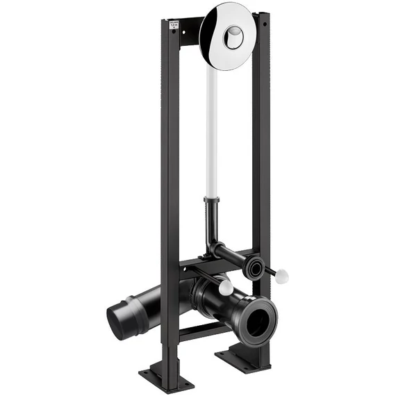 DELABIE TEMPOFIX 3 WC szerelőkeret direkt öblítésű szeleppel, 3L/6L kerek fényes nyomógomb, álló, önhordó, 30-60 mm előtétfalhoz