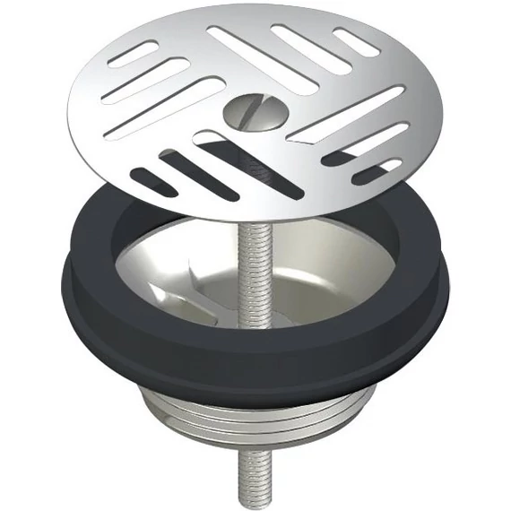 DELABIE mosdó és piszoár fix leeresztő szelep D=63mm perforált tárcsával, rozsdamentes acél, max. 50mm-ig, 5/4