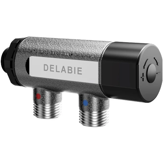 DN15 1/2" termosztatikus keverőszelep DELABIE Premix Compact, szűrőkkel és visszacsapó szelepekkel, 30-60°C, 5-20L/p
