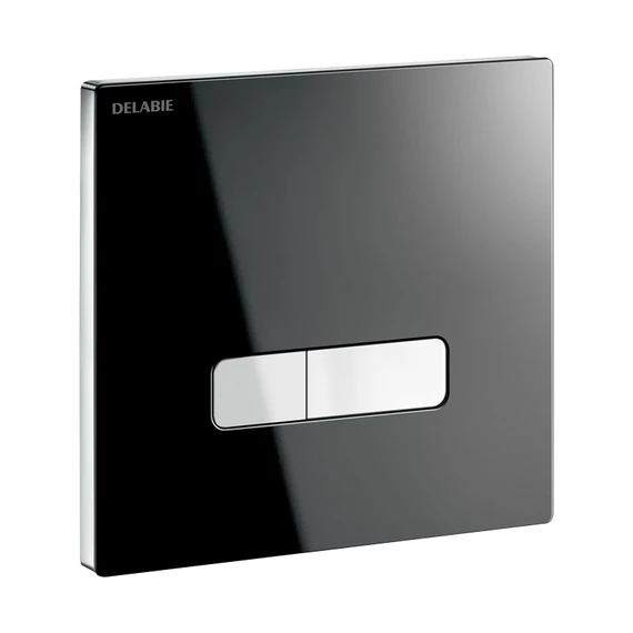 DELABIE TEMPOFLUX 3 blokkolásgátlós WC öblítőszelep előlap 3/6L dual öblítéssel, fekete üveg, kit 2/2