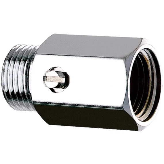 DELABIE átfolyásszabályozó szelep, egyenes elzárócsap idom, M1/2"-F1/2", L=35mm, sárgaréz