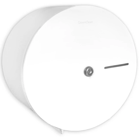 Nagytekercses ipari WC-papír tartó 190-230mm átmérőjű mini-midi tekercsekhez, D=275mm, acél, fehér